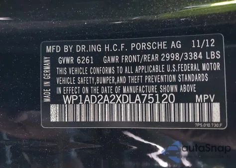 2013 Porsche Cayenne Gts z USA, uszkodzony, nr VIN WP1AD2A2XDLA75120